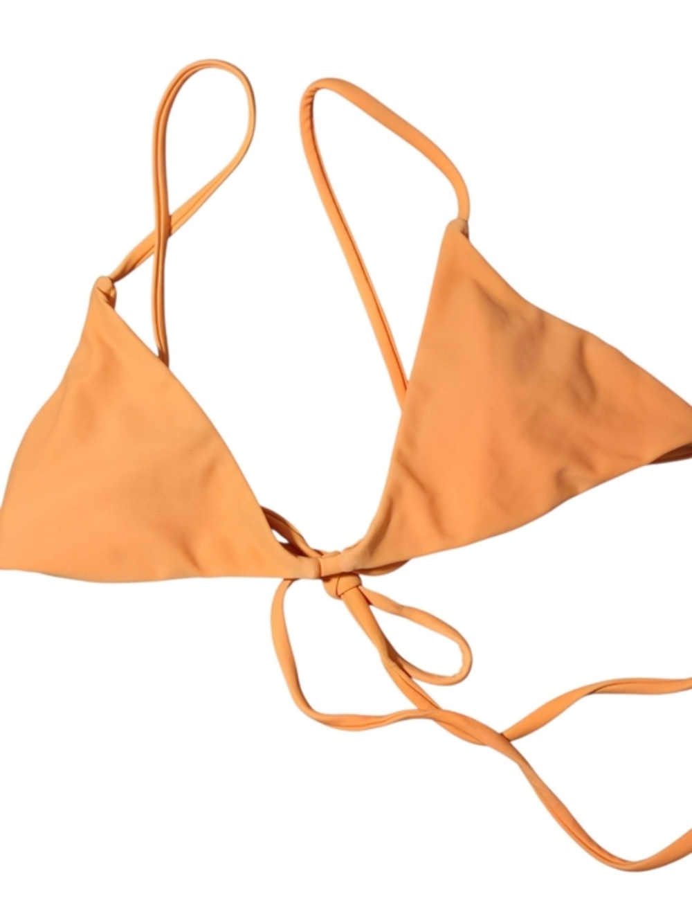Solid Orange Triangle Bikini Top with Tie Straps